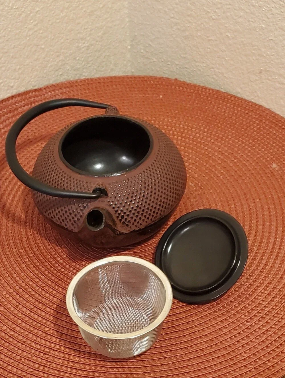 Cast Iron Teapot Brown with Black Handle - Traditional 